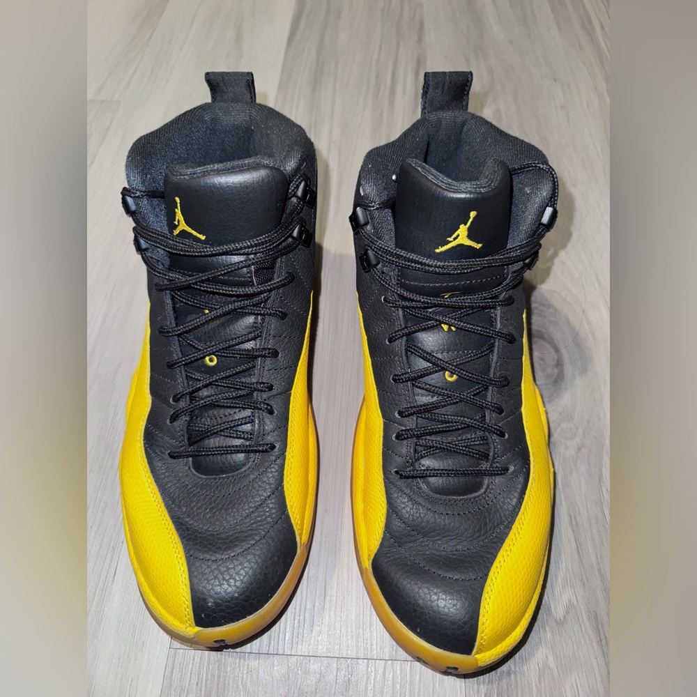 Air Jordan 12 University Gold Men's Sneakers in Black and Yellow